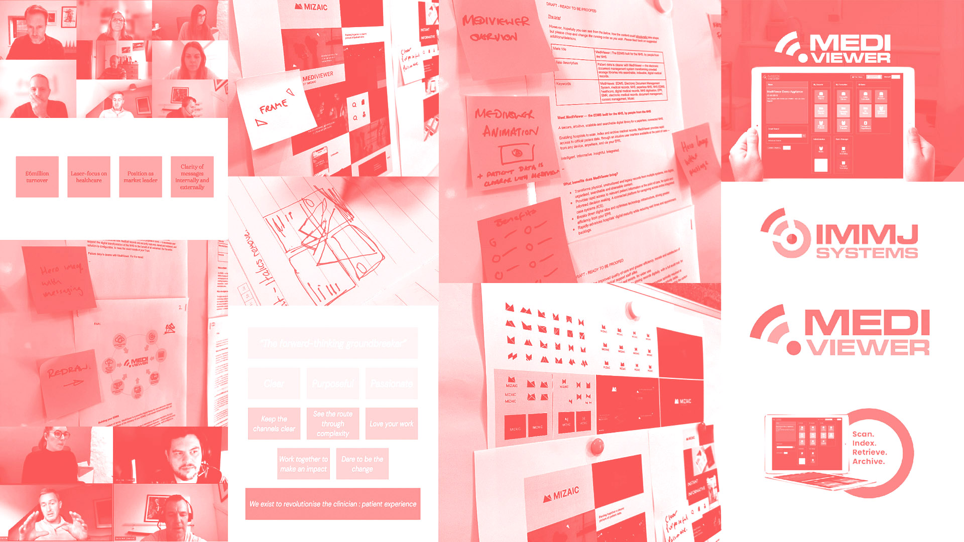 Images of Mizaic brand identity project development