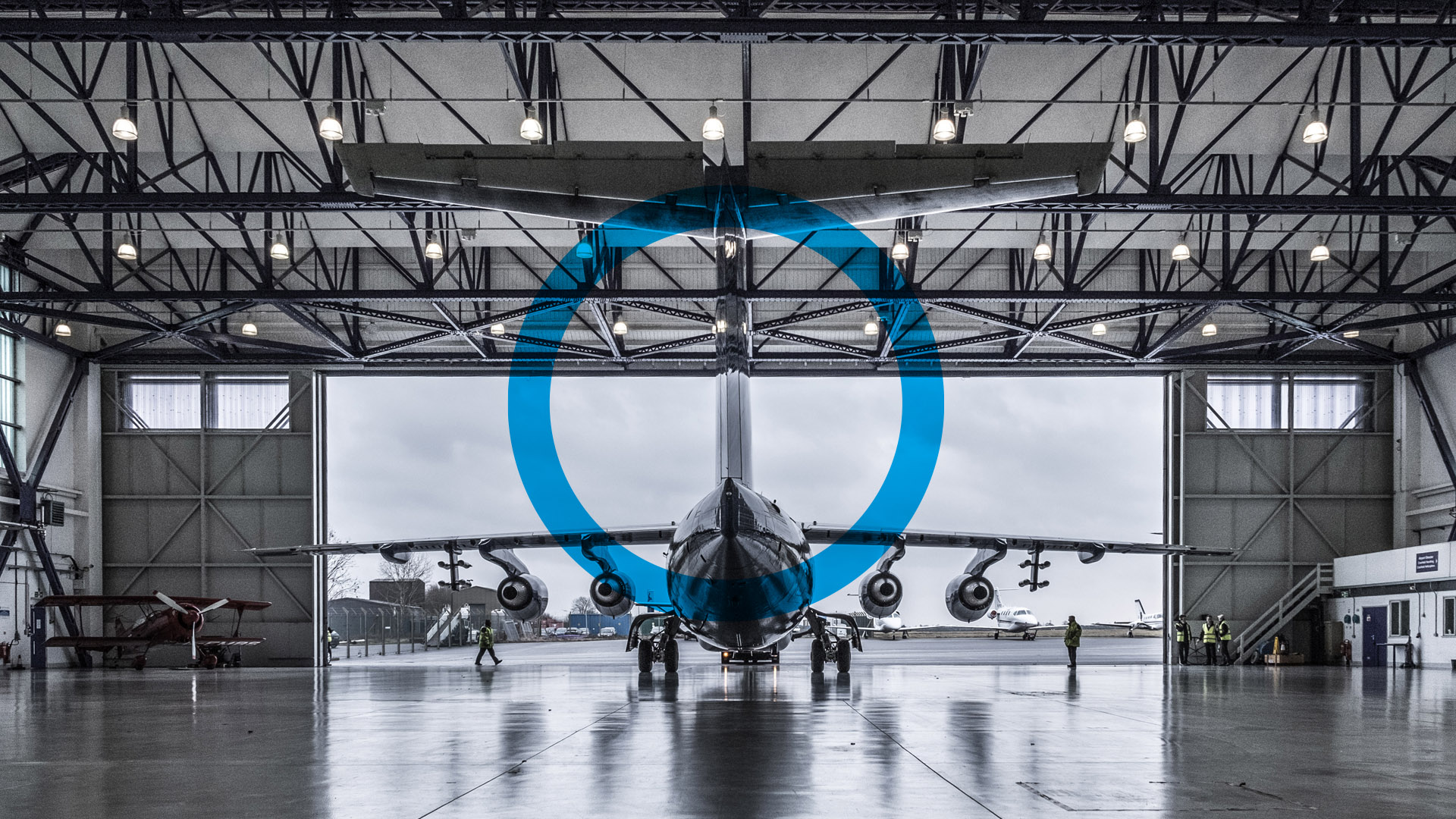 Image of FAAM plane in hanger