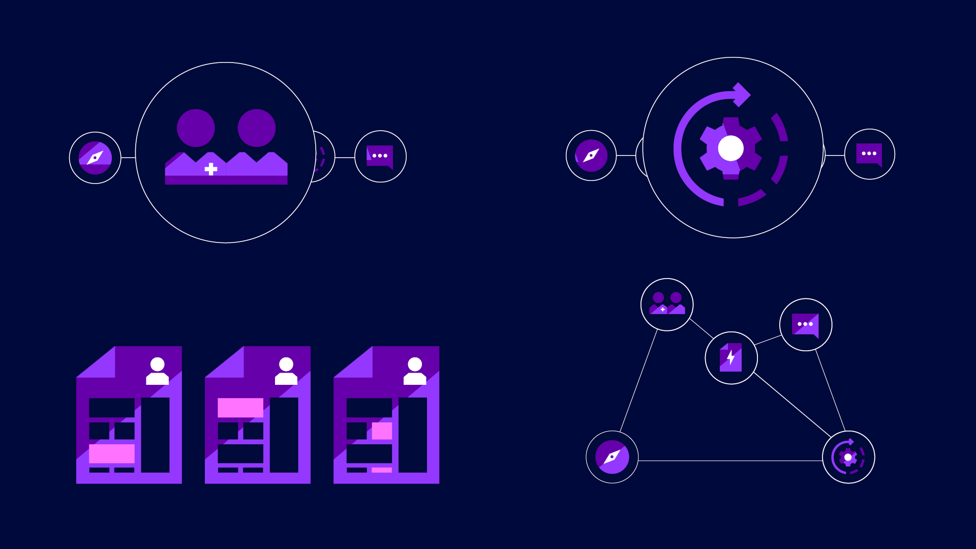An example of brand systems. Illustrations from a visual identity system.