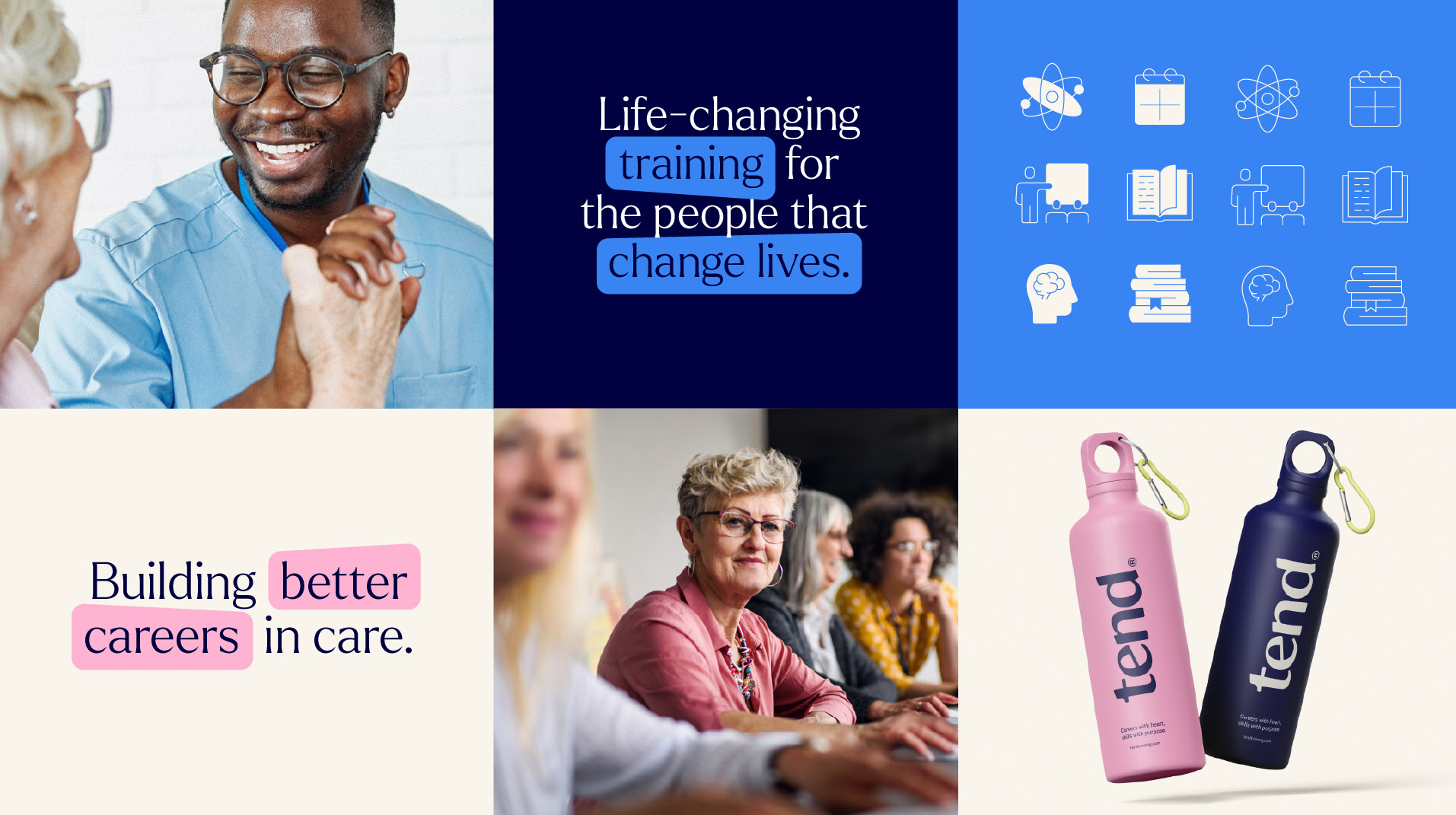 Tend rebrand examples of messaging and branding